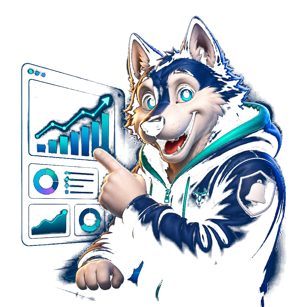 Mascotte Willy Push con dashboard analytics e risultati
